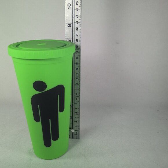 Billie Eilish Tumbler Cup Bottle Blohsh Tour Green Rubber Double Wall 24oz Lid - Picture 2 of 12
